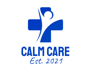 Patient - Blue Human Medical Cross logo design