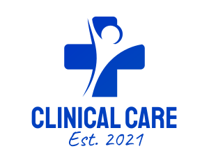 Blue Human Medical Cross  logo design