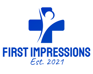 Blue Human Medical Cross  logo design