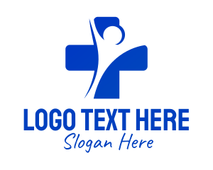 Blue Human Medical Cross  Logo