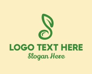 Line - Musical Note Leaf logo design
