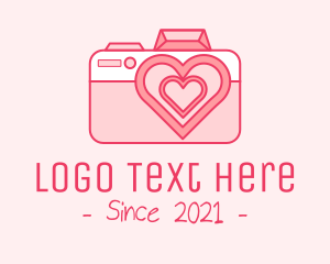 Valentines - Pink Heart Camera logo design