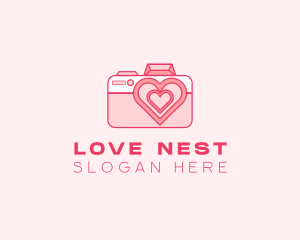 Valentines - Pink Heart Camera logo design