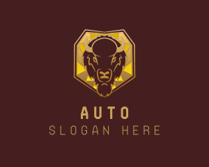 Hunting - Bison Head Shield logo design