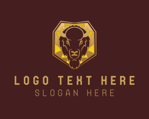 Horns - Bison Head Shield logo design