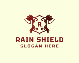 Medieval Shield Axe logo design