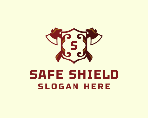 Medieval Shield Axe logo design