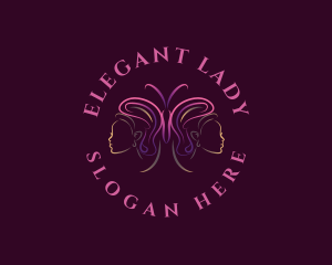 Butterfly Lady Headdress logo design