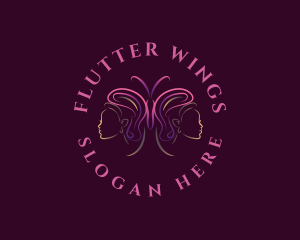 Butterfly Lady Headdress logo design