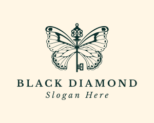 Premium Butterfly Key logo design