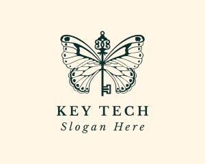 Premium Butterfly Key logo design