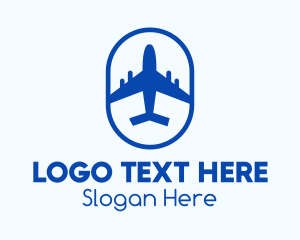 Aeroplane - Blue Airplane Badge logo design
