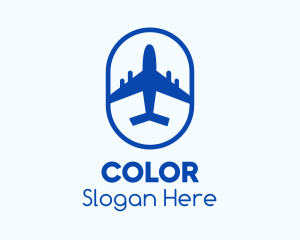 Blue Airplane Badge Logo