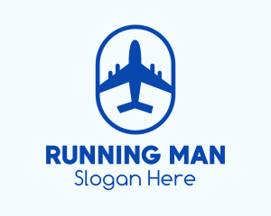 Plane - Blue Airplane Badge logo design