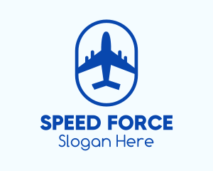 Blue Airplane Badge logo design