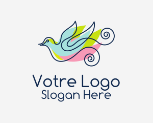 Colorful Pigeon Outline  Logo