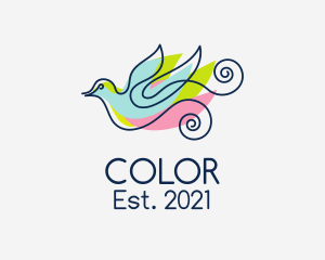 Colorful Pigeon Outline  logo design