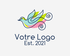 Safari - Colorful Pigeon Outline logo design