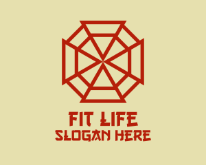 Spider Web - Red Chinese Bagua Mirror logo design