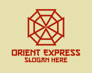 Orient - Red Chinese Bagua Mirror logo design