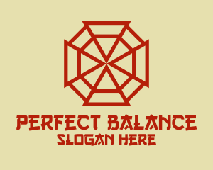 Symmetry - Red Chinese Bagua Mirror logo design