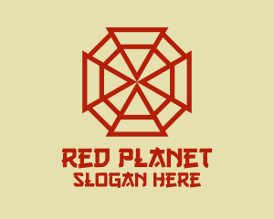 Red Chinese Bagua Mirror  logo design