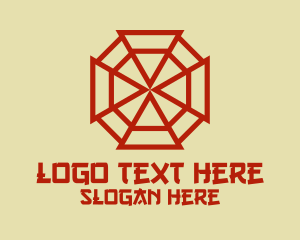 Polygonal - Red Chinese Bagua Mirror logo design
