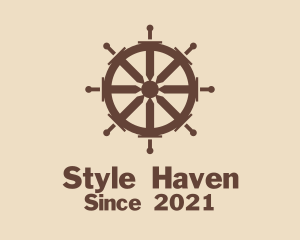 Seaport - Ship Wheel Sword logo design