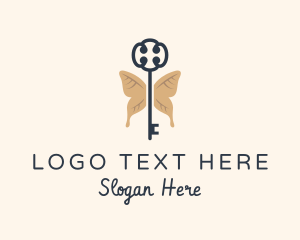 Butterfly Ornate Key logo design