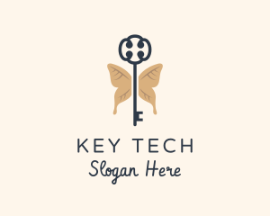 Key - Butterfly Ornate Key logo design