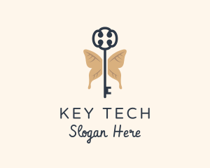 Butterfly Ornate Key logo design