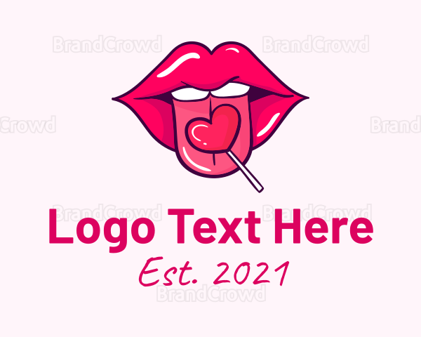 Heart Lollipop Candy Lips Logo