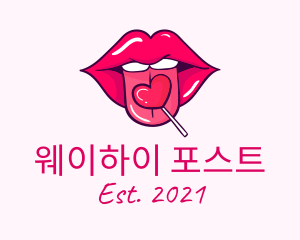 Heart Lollipop Candy Lips logo design