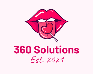 Heart Lollipop Candy Lips logo design