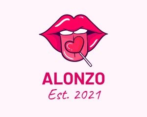 Heart Lollipop Candy Lips logo design