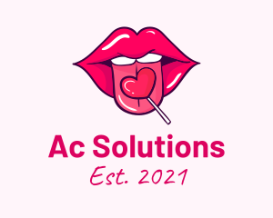 Heart Lollipop Candy Lips logo design