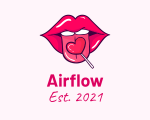 Heart Lollipop Candy Lips logo design