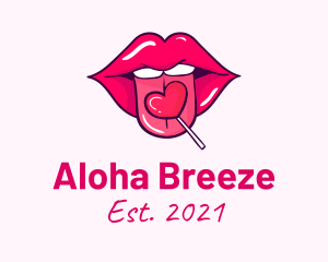 Heart Lollipop Candy Lips logo design