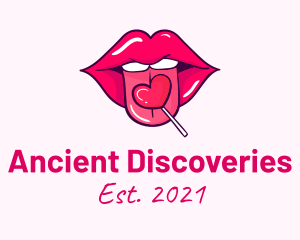 Heart Lollipop Candy Lips logo design