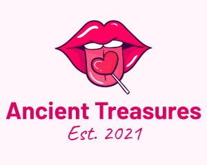 Heart Lollipop Candy Lips logo design