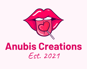 Heart Lollipop Candy Lips logo design