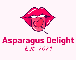 Heart Lollipop Candy Lips logo design