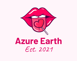 Heart Lollipop Candy Lips logo design