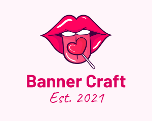 Heart Lollipop Candy Lips logo design