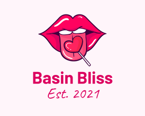 Heart Lollipop Candy Lips logo design