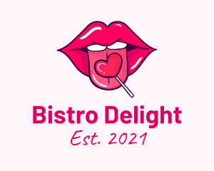 Heart Lollipop Candy Lips logo design