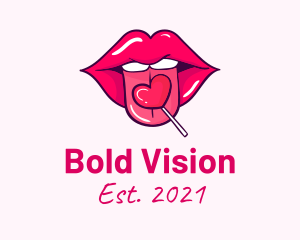 Heart Lollipop Candy Lips logo design