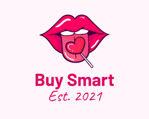 Heart Lollipop Candy Lips logo design