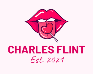 Heart Lollipop Candy Lips logo design