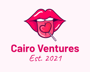 Heart Lollipop Candy Lips logo design